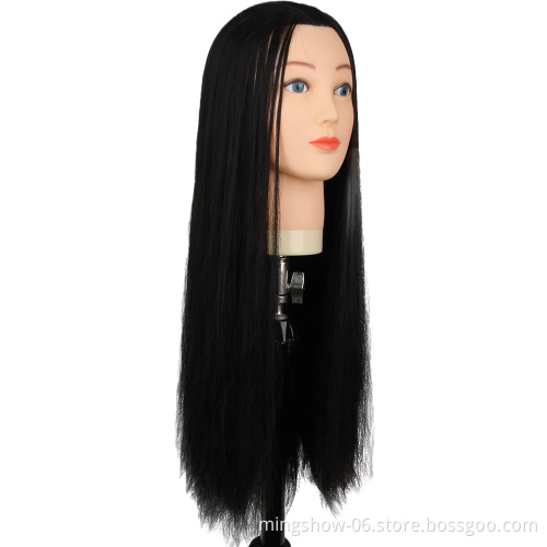 cheapest long black silkly staight wave mannuquine head  premium teaching head synthetic hair wigs hair